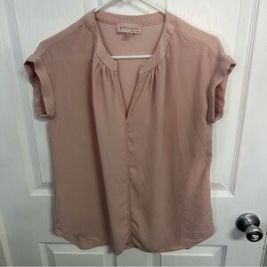 Philosophy V-neck Cap Sleeves Blush Pink Sheer Blouse Womens Size S